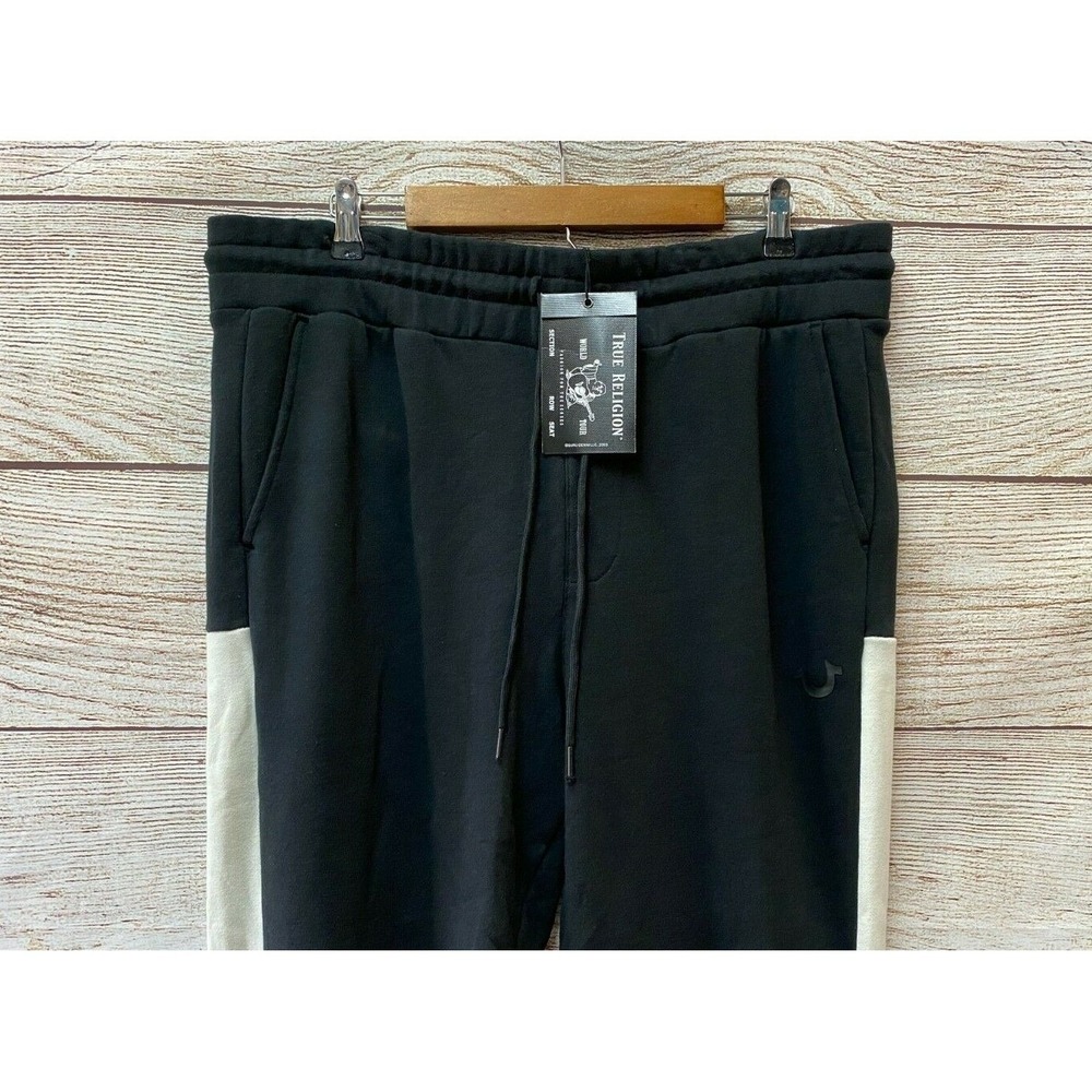 True Religion Jogger Pants Mens Size XL Color Block Fleece Jogger Pants New $119 - Picture 2 of 4